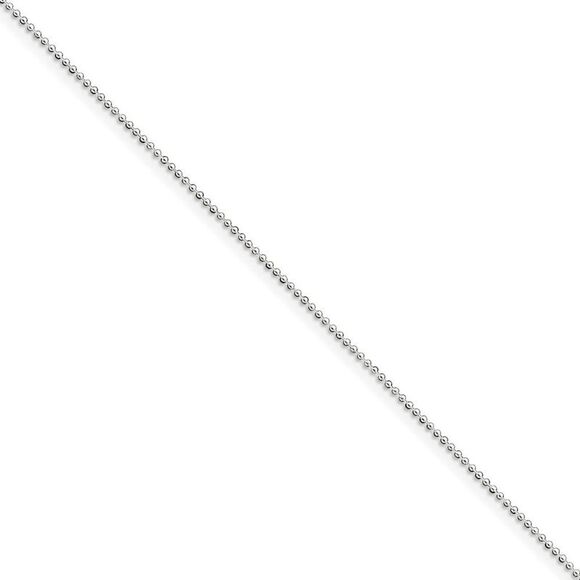 1 mm, Sterling Silver, Beaded Chain Anklet - 10 inch - Picture 1 of 6